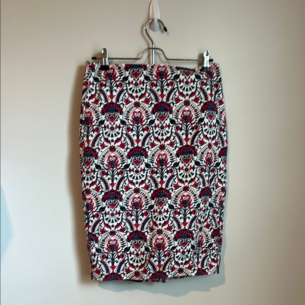 LOFT Blue and Pink Patterned Pencil Skirt